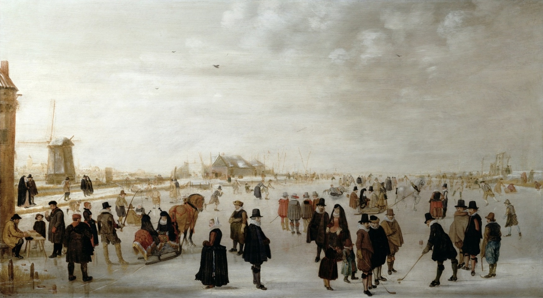 Winter Landscape on the River Ijesel near Kampen in the Netherlands, c.1615 (oi on panel)