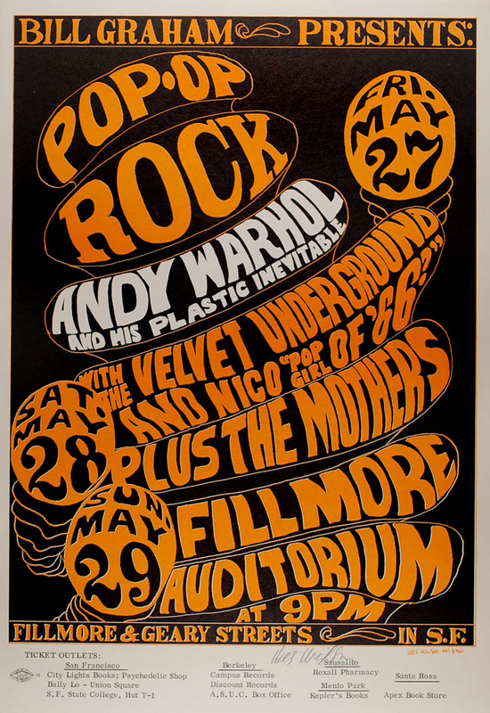 Slika 11 - Wes Wilson - Plakat za zabavu Andya Warhola u San Franciscu, 1966.