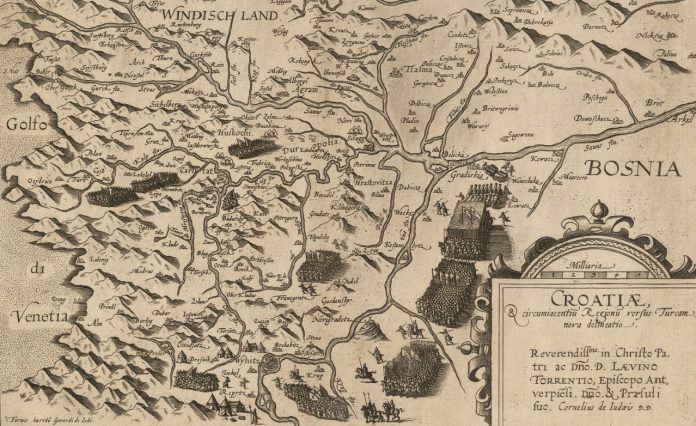 ‘Govor za Hrvatsku’ – 500. godina od Frankapanovog vapaja Europi 'Ostatci ostataka Hrvatskog Kraljevstva' na karti iz 1593. godine (autor Gerard de Jode).